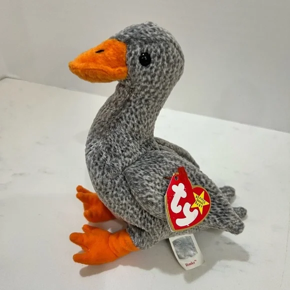 Plush Gray and Orange Bird Toy
