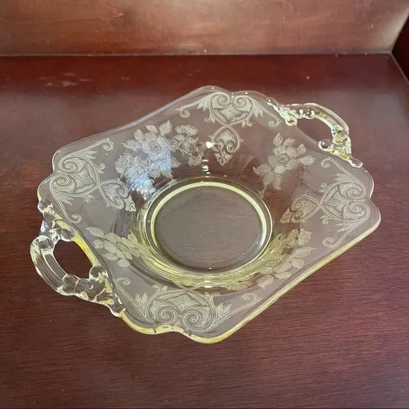 Apple blossom Bon Bon Dish by Cambridge Lemon Tray Vintage Circa 1930s