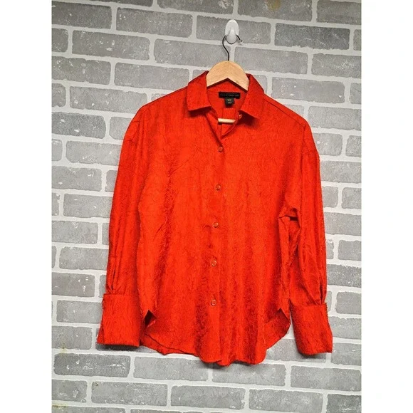 Revolve House Of Harlow 1960 Women Red Button‎ Down Long Sleeve Blouse Size XS