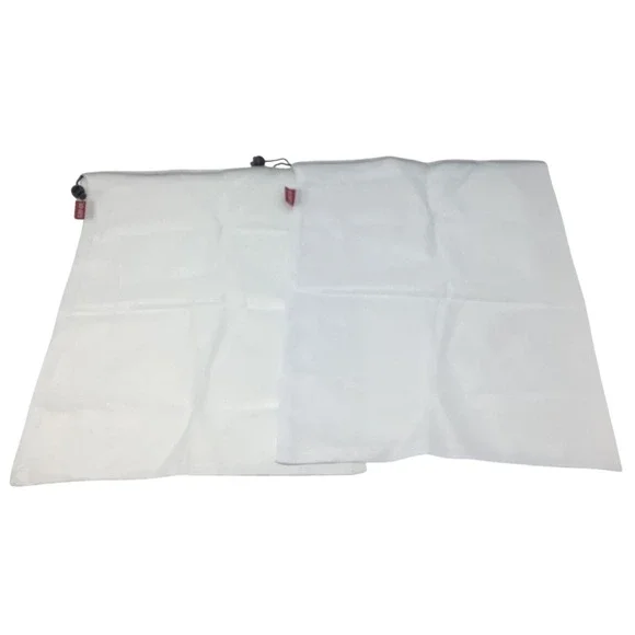 2 Pcs White Mesh Drawstring Bags Reusable Produce Bags Laundry Bags Storage Bags