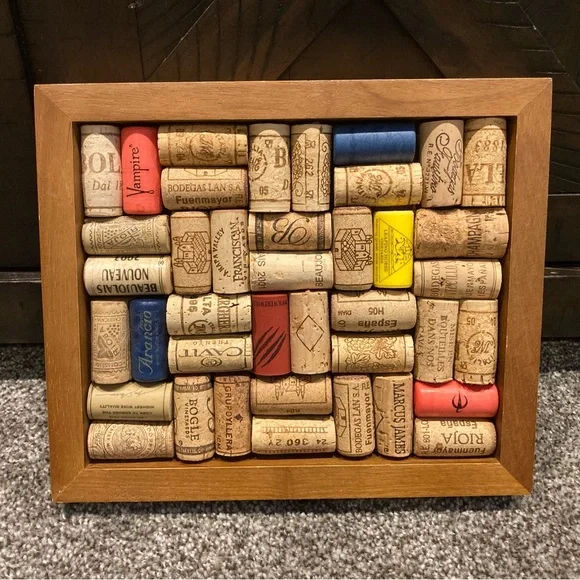 Hand Crafted Square Wine Cork Trivet Hot Plate or Wall Art - 10.5 x 9”