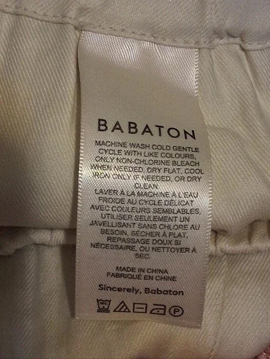 Aritzia Babaton Linen Blend Dexter Jogger Pant Ivory Waistband Crop Ankle SzM