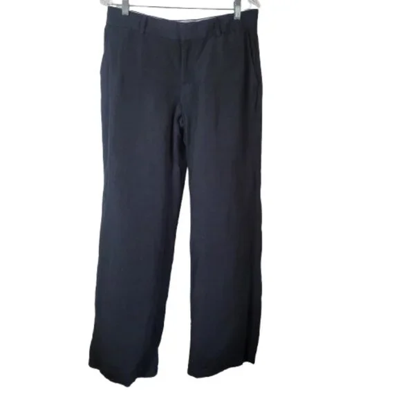 Banana Republic Linen Wide Leg Pants Black