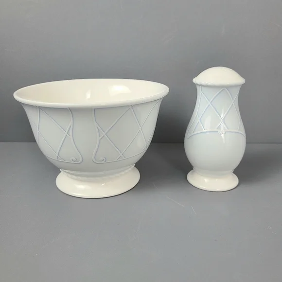 Lenox Swedish Lodge Collection Sugar Bowl Salt Shaker Vintage Set