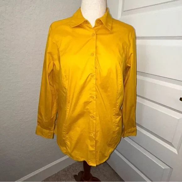 Jessica London Button Front Long Sleeve Blouse Shirt Top