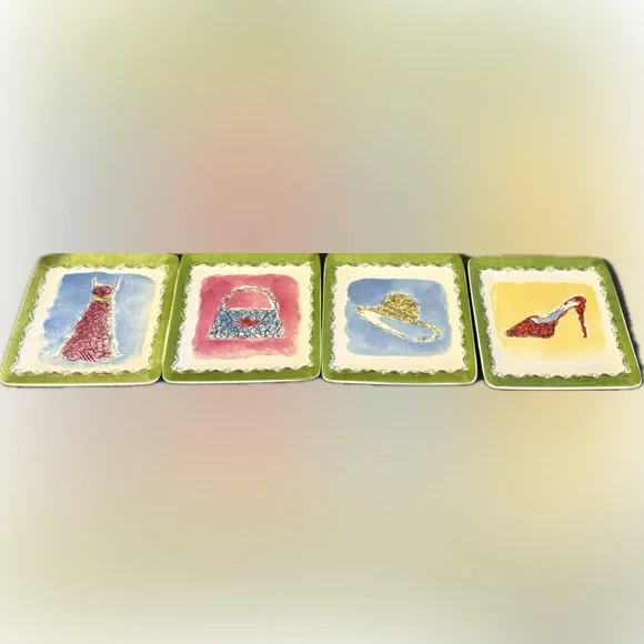 Pier 1 set of 4 Dolomite ceramic appetizer plates