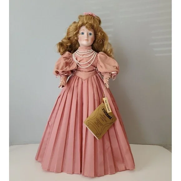 Seymour Mann Connoisseur Vintage Bethany Porcelain Doll on Stand 19 IN