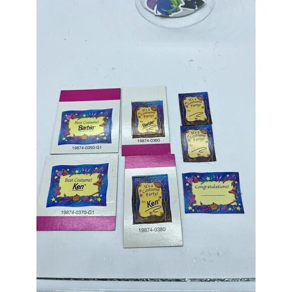 7 Very  Rare Vintage Barbie Halloween Best Costume Certificates Accessories