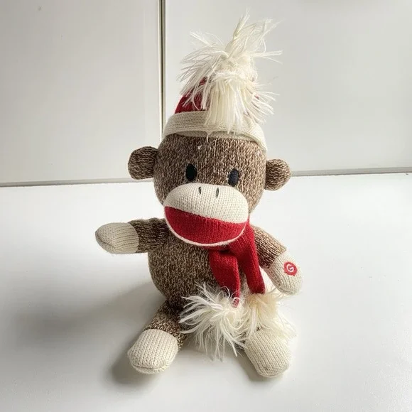 Gemmy Christmas Singing Scooting Sock Monkey Santa Hat‎ Tested Works Video! 9