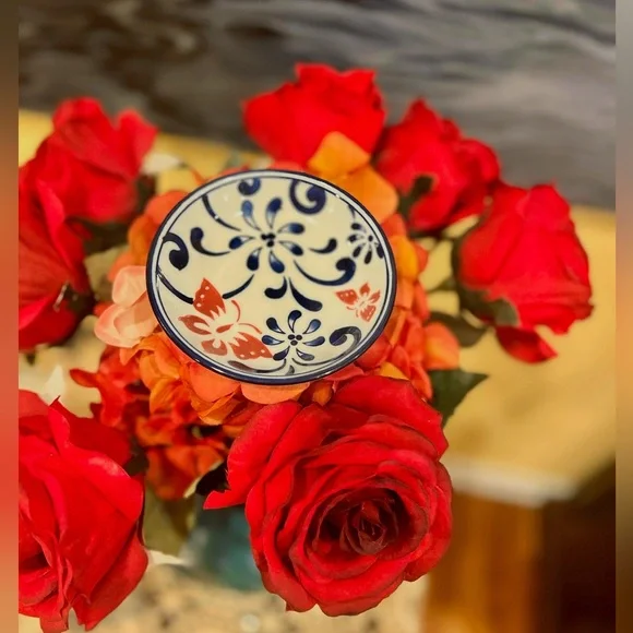 Pier 1 Red and Blue Ceramic Plate