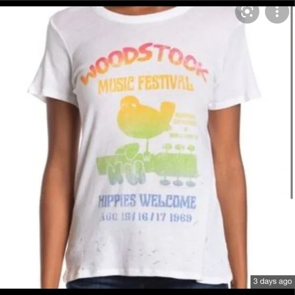 Chaser Woodstock Paint Splatter Hem Tshirt NWT​​​​​​​​​​