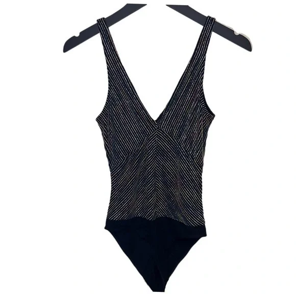Zara Sparkly Glitter Multicolor Stripe Bodysuit