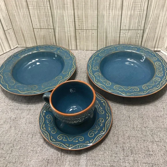 Pier One Soup Bowls and Cup and Saucer Set