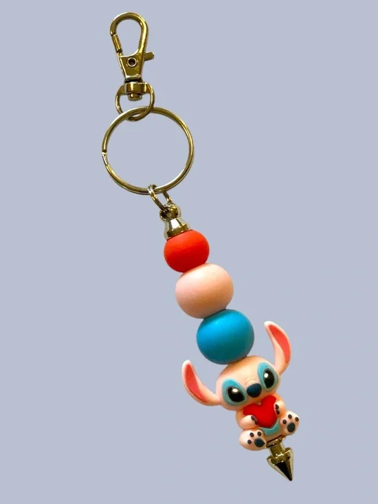 Angel, Stitch’s girlfriend. Beaded Keychain or backpack charm. Handmade