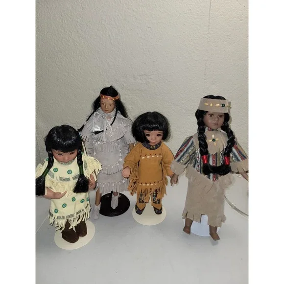 Porcelain Native American Doll Figures‎ Lot Of 4