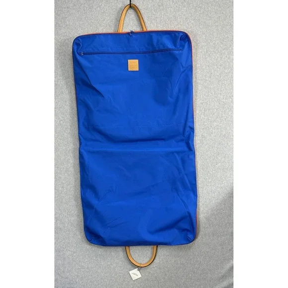 Mulholland Garment Bag Blue Orange Leather Trim Travel Suit Carrier Unisex OS‎