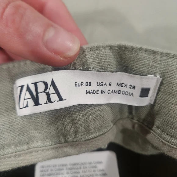 ZARA Linen Blend Belted Tapered Pants – Sage Green – NWT – Size US 6