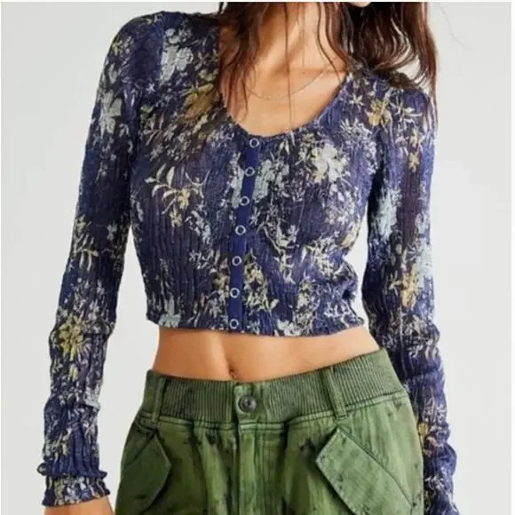 Free People Angelina Floral Print Crop Top Extra Small