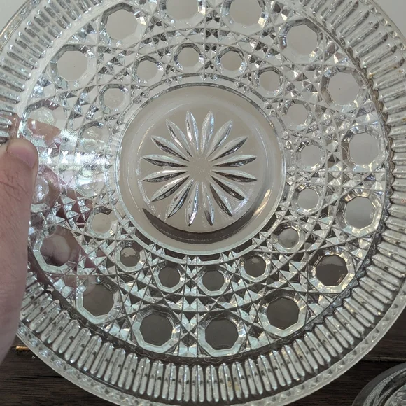 Flawless Diamond Point Clear Glass Candy Dish with Lid - MCM Apothecary Jar