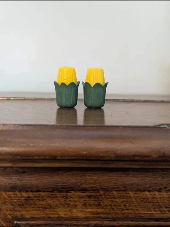 Plastic Corn Cob Salt and Pepper Shakers Mid Century Royal Product USA