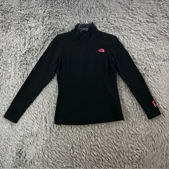 North Face Pullover Womens Small Black Breast Cancer Quarter Zip Fleece