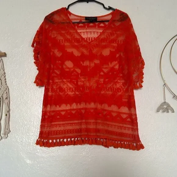 Laundry By Shelli Segal Size large orange cover up blouse