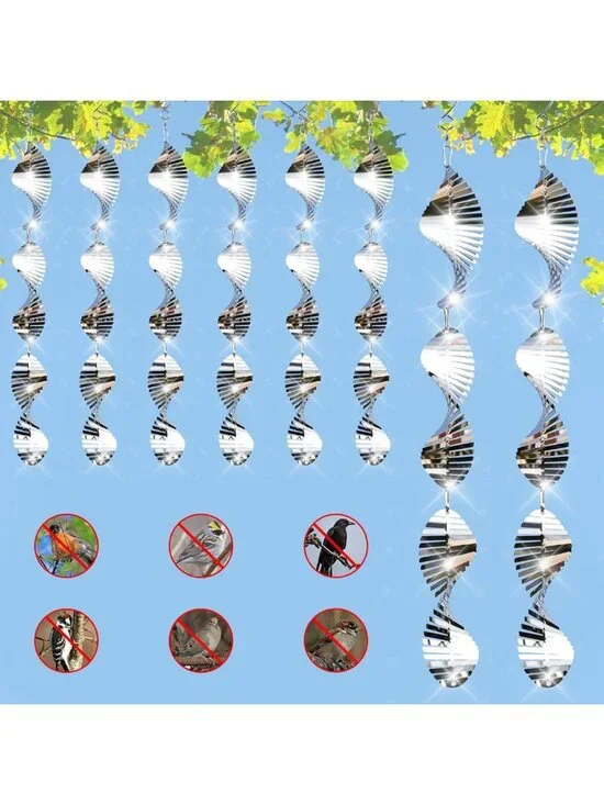 24 PCS Outdoor Bird Deterrents - 3D Wind Spinners & Reflective Discs Set
