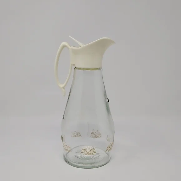 Vintage Log Cabin Glass Maple Syrup Dispenser