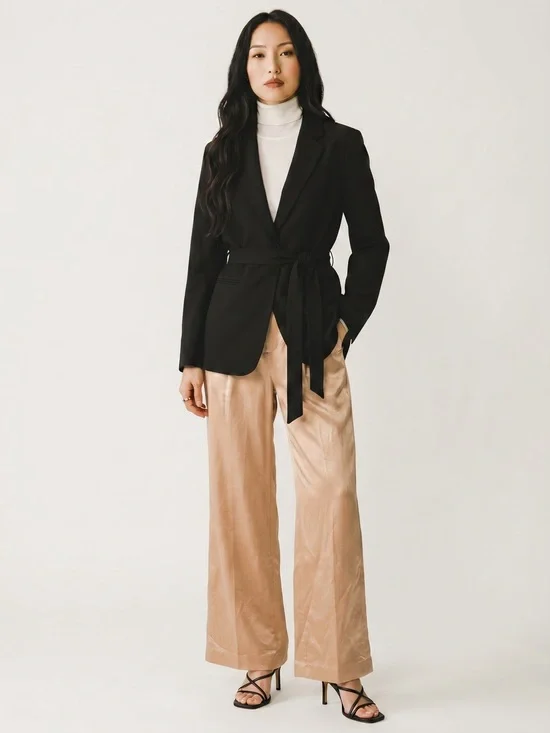 Banana Republic Brigitte Satin Wide Leg Pants Size 2 Champagne Gold Shimmer