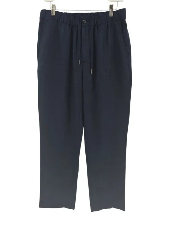 Quince NWOT 100% Linen Pant Size Medium in Navy Drawstring Waist Straight Leg