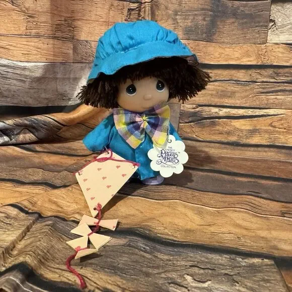 Vtg 1988 Precious Moments Hi Babies Doll Blue Outfit Kite Enesco Collection 5