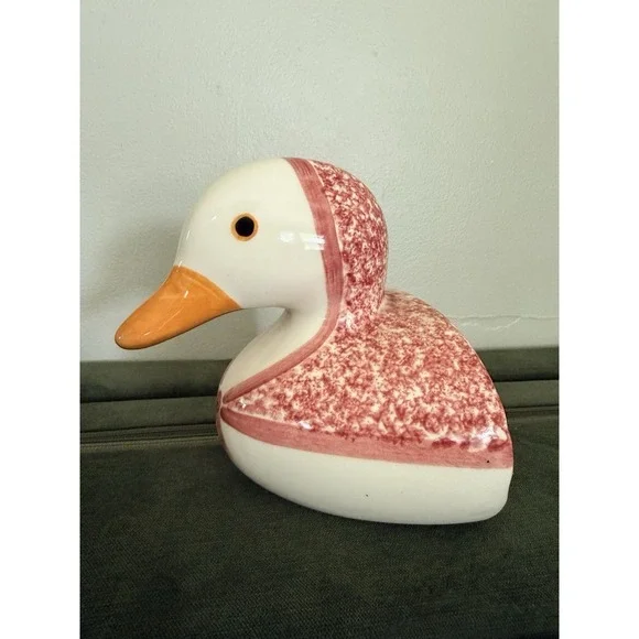 N. S. Gustin Handpainted Duck Doorstop Bookend Pottery Ceramic Mother Goose
