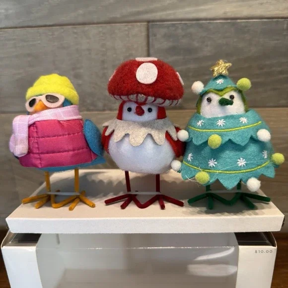Target Featherly Friends Mini Bird Mushroom Set of 3 Brights NEW Wondershop 2024