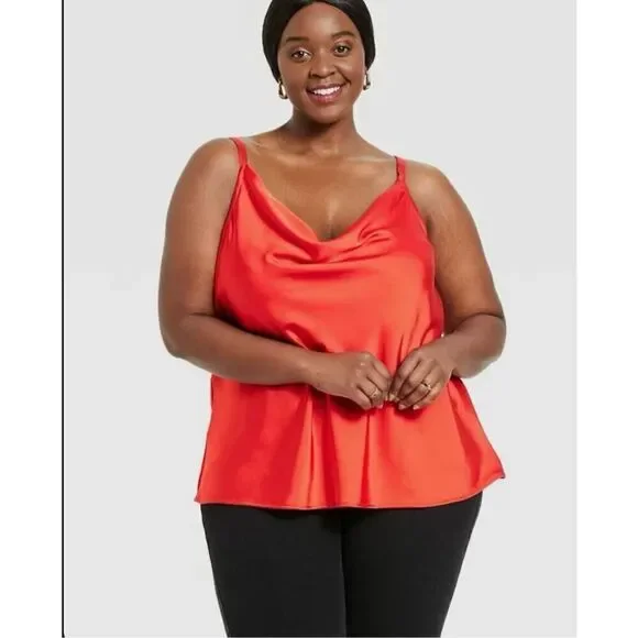 Silk red tank top blouse