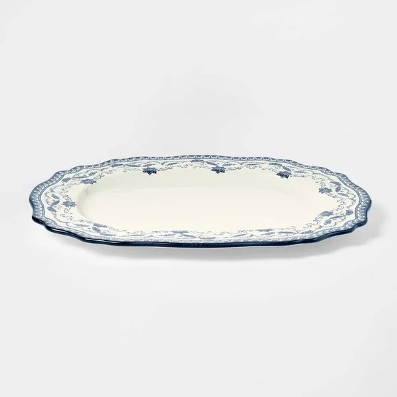 Stoneware Serve‎ Platter Blue Pattern - Threshold Studio McGee Target Christmas