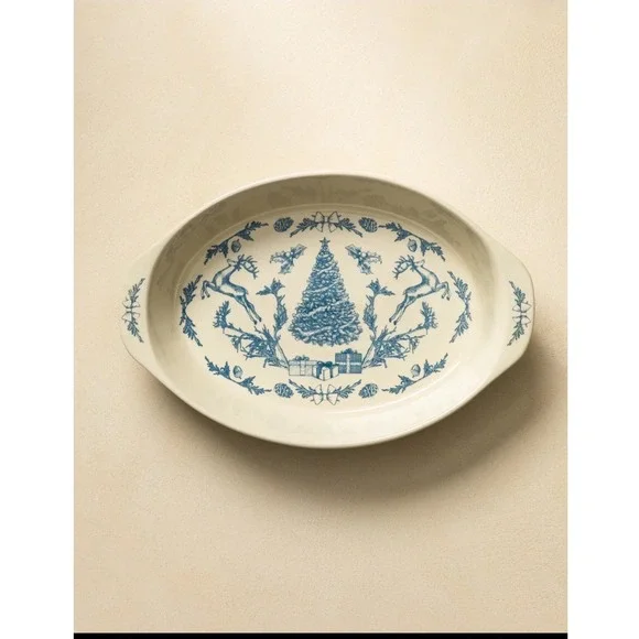 McGee &‎ Co Holiday Stoneware Baker Serving Dish Blue - Christmas 2024