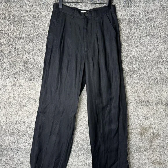 Anine Bing Pants Womens 38 Black Linen Blend Wide Leg Dress Trousers Work‎