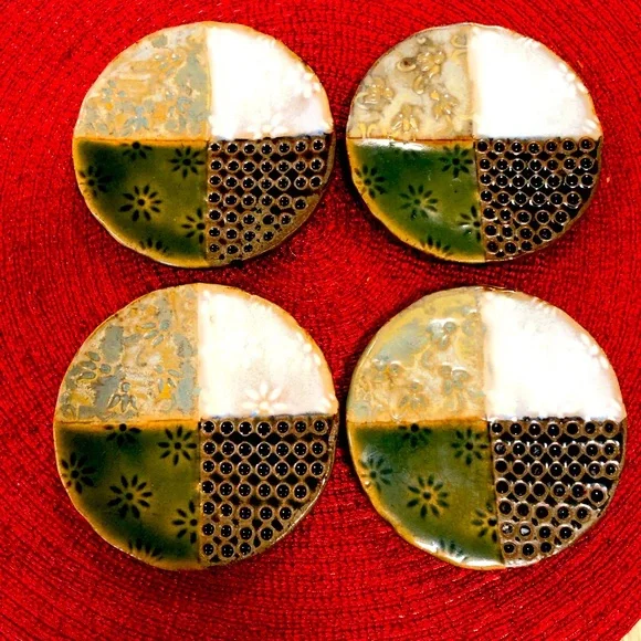 4 Pier 1 Pottery Textured Candle Holders or Coasters