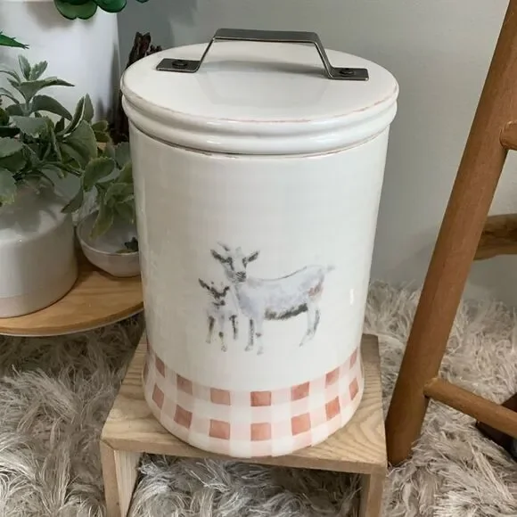 Pier 1 Earthenware Goat Cookie Biscuit Storage Jar