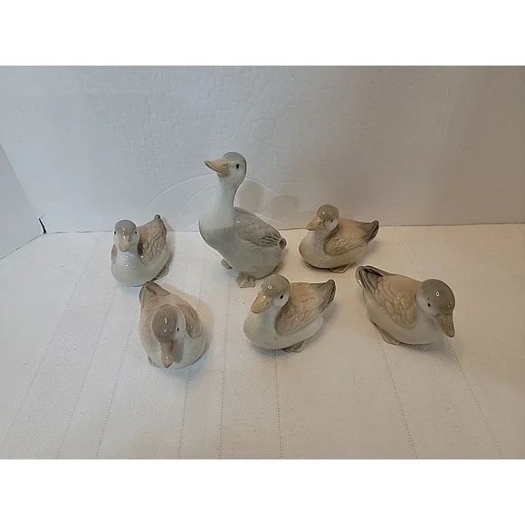 Vintage Homco Japan Porcelain Duck and Goslings Family Bird Figurines 2