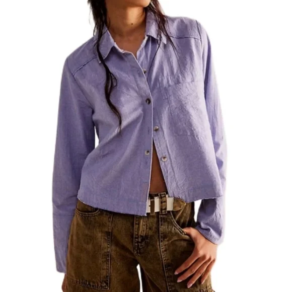 NWT Free People Button-up Shirt Women's Small Light Purple
