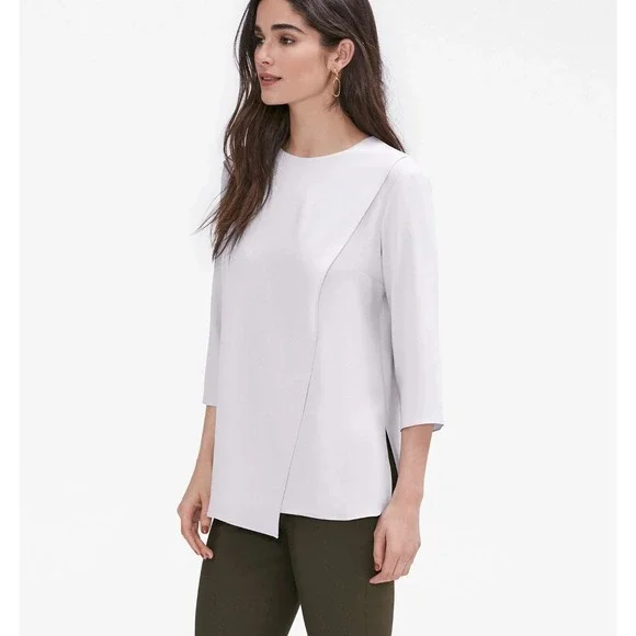 MM.LaFleur The Bourgeois Blouse Small Lavender Asymmetrical Draped Blouse