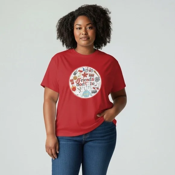 Friends Don’t Lie Tee | Stranger Things Inspired Graphic Shirt | Retro 80s Vibe