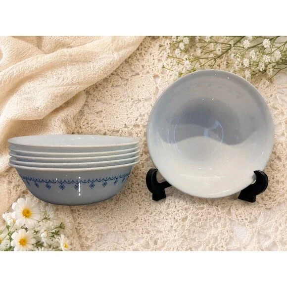 Corelle Snowflake Blue Garland Bowls 6