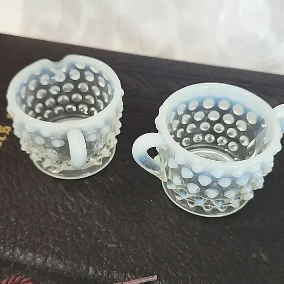 Fenton Hobnail Creamer and Sugar Vintage