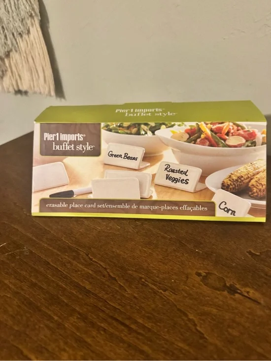 Pier 1 Imports Buffet Style Erasable White Ceramic Place Card Set - NIB