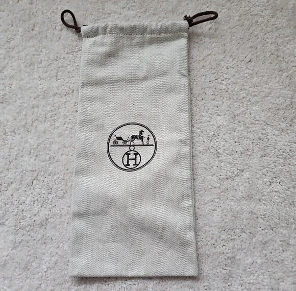 Hermès Drawstring Dust Bag with Carriage Logo - Cream 6.5wx13h