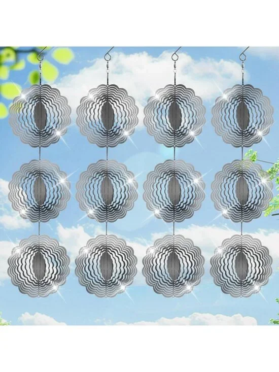 Reflective Stainless Steel Bird Deterrents for Patio - 3D Wind Spinners & Scare