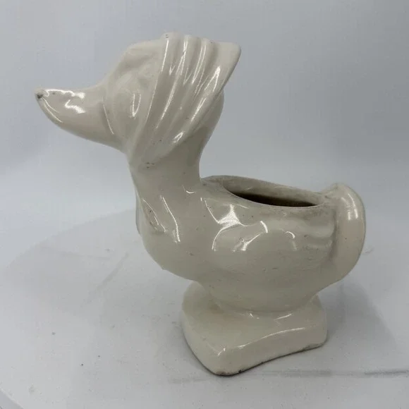 Vintage Ceramic Duck In Bonner Planter White Goose Planter Bird Pot Cottagecore