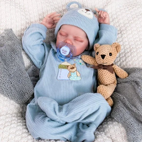 💫 Newborn Realistic Baby Boy Blue 18 Inch Real Life Coming Feeding Set Gift Box